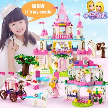 

Princess Enchanted Castle Figures Building Blocks for Girl Friends Model Royal Carriage Girl Toys Gifts