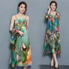 Large Size 3XL 4XL Women 2 Piece Set Women Autumn Natioanl Print Sling Dress + Open Stitch Cardigan Suit Elegant Chiffon Vestido ► Photo 3/6
