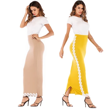 

Plus Size Modal Faldas Mujer Moda 2019 Abaya Muslim High Waist Lace Bodycon Maxi Skirt Long Skirts Womens Clothing Jupe Femme