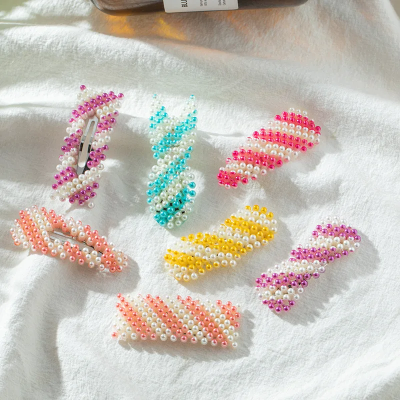 

6Pcs/lot New rainbow Imitation Pearl hair barrette Hair Clips sweet Style Hairpins Hairgrip Girls Woman Hair Accessories
