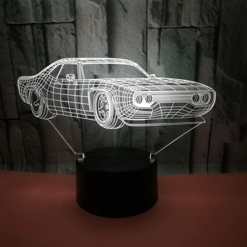  Acrylic 3D Car Visualization Optical Illusion Lamp 7 Colors Changing Desk Lamp USB LED Touch Home D - 32904742945
