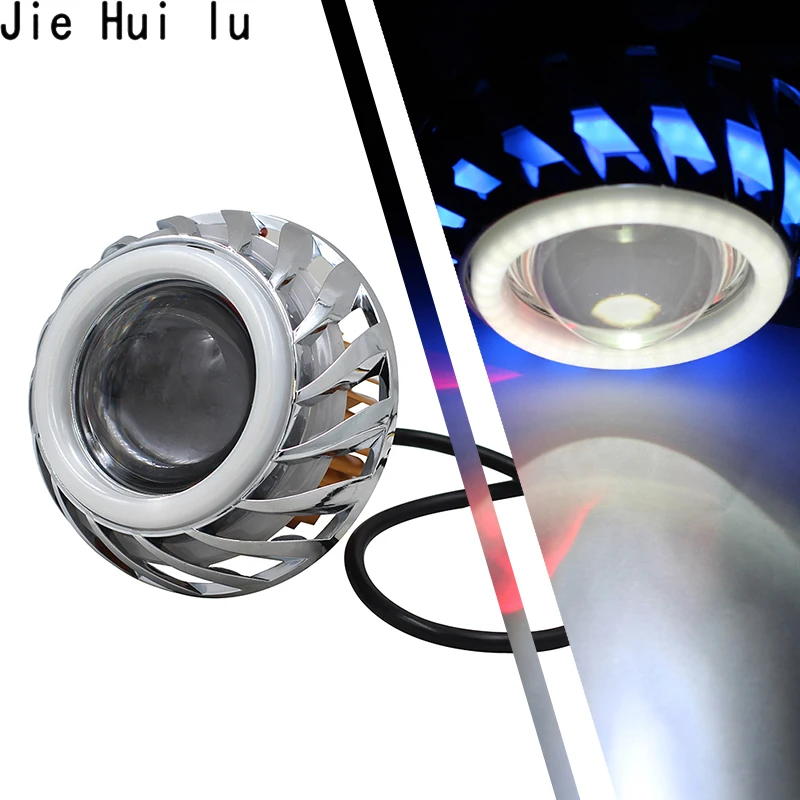 

10W Motorcycle Headlight Motorbike 2000LM moto spotlights LED Projector Lens Dual Halo Angel Devil Eye Motocicleta Lamps hot