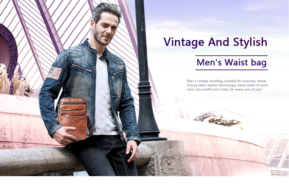 Messenger Bag Men Waist Pack Genuine Leather Men's Shoulder Crossbody Bags For Men Belt Bag (1)