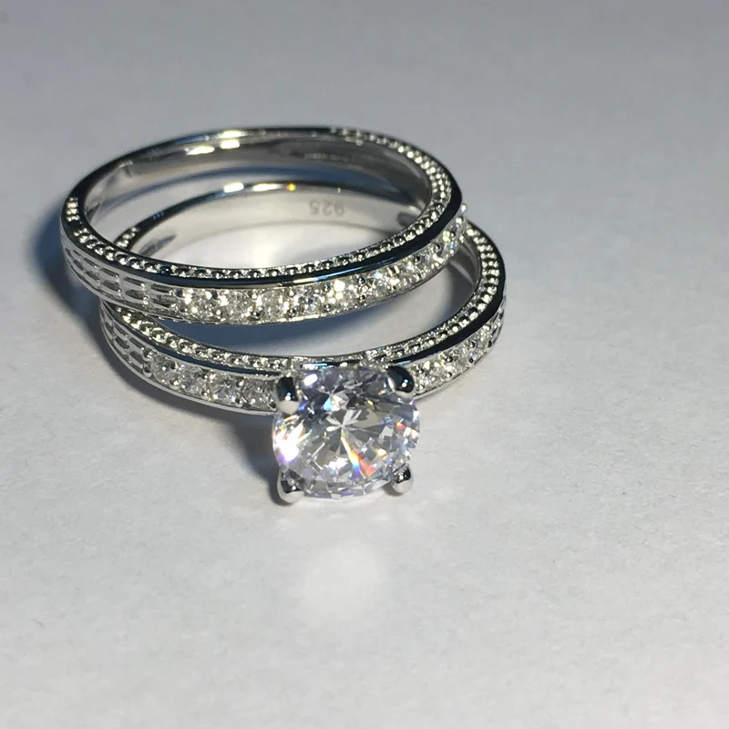 Модный набор колец QYI, 1 карат, 925 Твердое Серебро, имитация бриллианта, роскошные обручальные кольца для женщин, подарок, модное ювелирное изделие