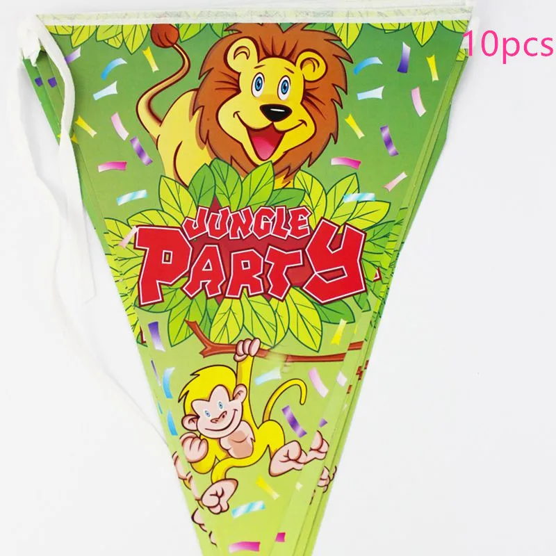 

Happy Baby Shower Bunting Decorate Jungle Animals Theme Hanging Banner Birthday Party Paper Flags Boys Favors Pennants 1set/pack