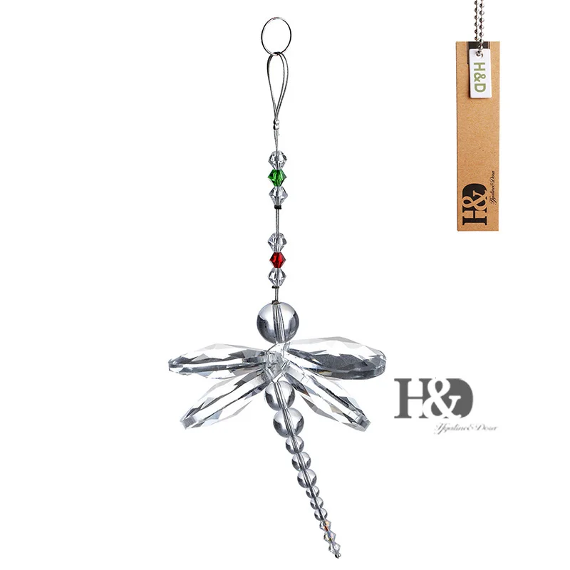 

H&D Clear Window Dragonfly Pendant Crystal Suncatcher Fengshui Rainbow Maker For Gifts