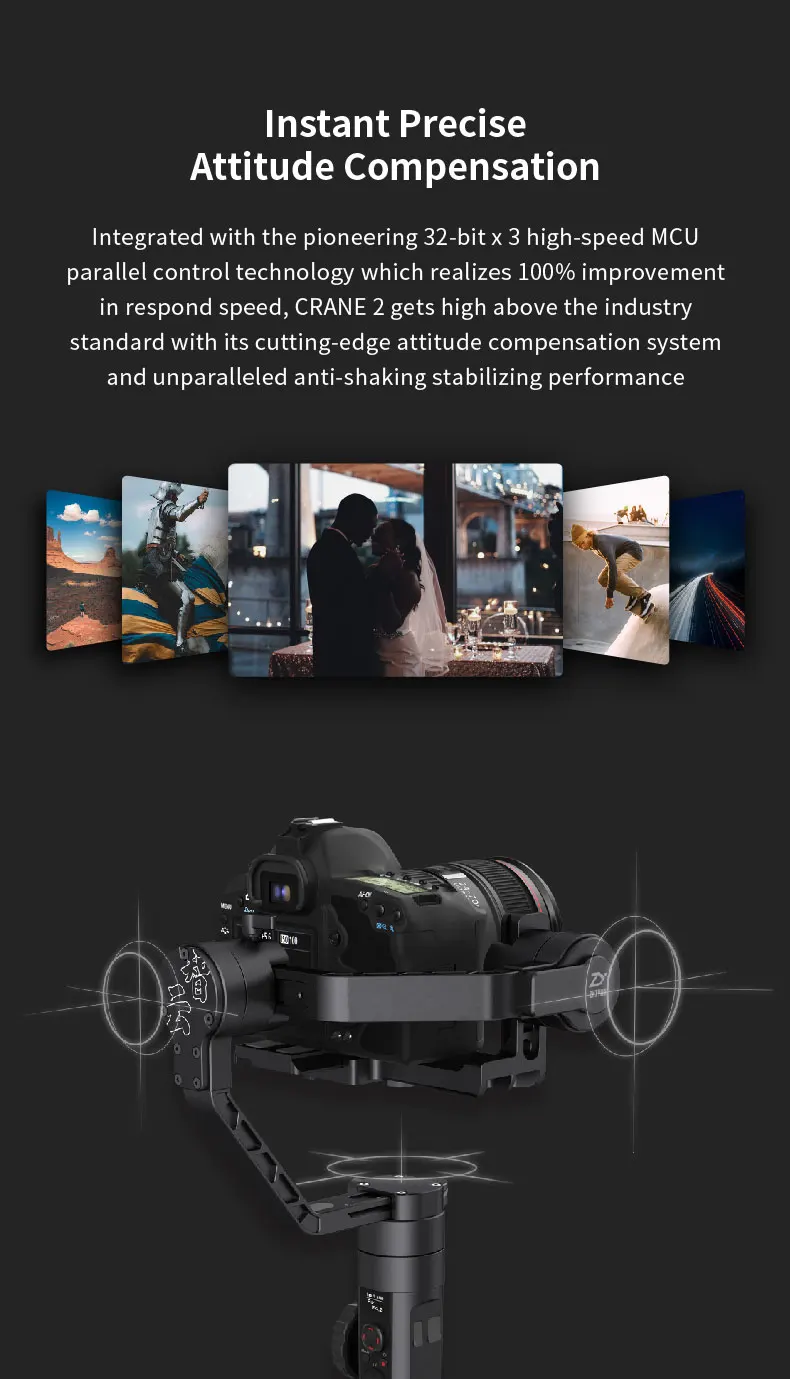 zhiyun Zhi yun Official Crane 2 3-Axis Camera Stabilizer for All Models of DSLR Mirrorless Camera Canon Sunsumg