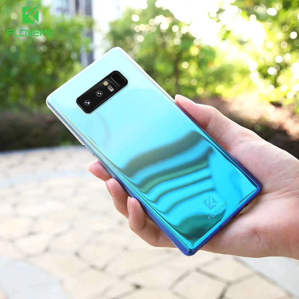 

FLOVEME Blu-Ray Gradient Case For Samsung Note 10 Plus Tempered Glass Case For Samsung Galaxy S8 S9 S10 5G S10E Plus Phone Case