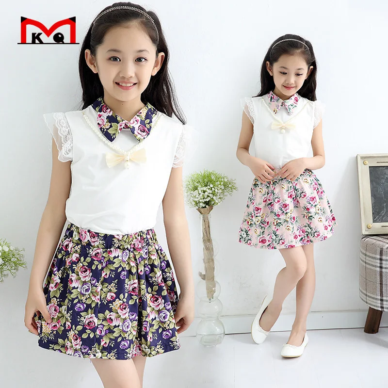4 5 girls summer clothes children wear skirts Floral Set 6 7 8 Casual ...