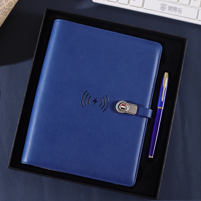 

Power Bank Multifunctional Wireless Charging Notepad With U Disk Creative Handbook Loose Page Business Conference Gift Box Set