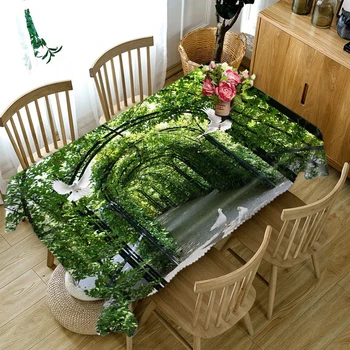 

Tree Holes Green Tablecloth Waterproof Dinner Party CoffeeTable Cloth Round Rectangular Home Decorative Table Cover Pillowcase