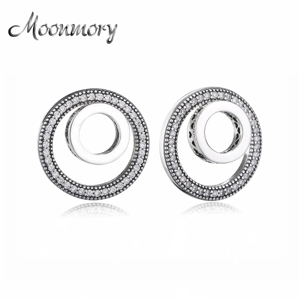 Moonmory стерлингового серебра 925 осень Forever Signature Spinny серьги в форме сердца женские свадебные украшения