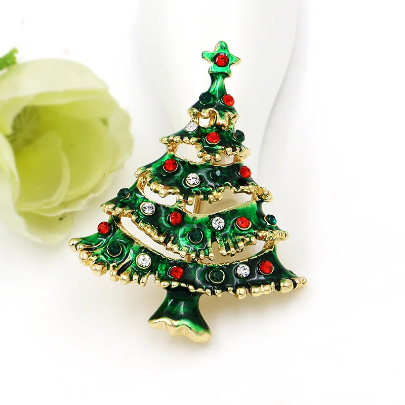 WEIMANJINGDIAN брендовые эмалированные зеленые рождественские броши в виде дерева для рождественских подарков