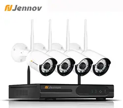 Jennov 4CH 1080 P видеонаблюдения 2MP IP Камера Беспроводной Камера безопасности Системы NVR Wi-Fi комплект видеонаблюдения Открытый Ночное видение P2P HD