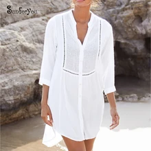 Белый Хлопковый купальный костюм, накидка, саронг,, белая пляжная одежда, кружевная Лоскутная Туника, парео, Пляжная накидка, туника, пляжная одежда