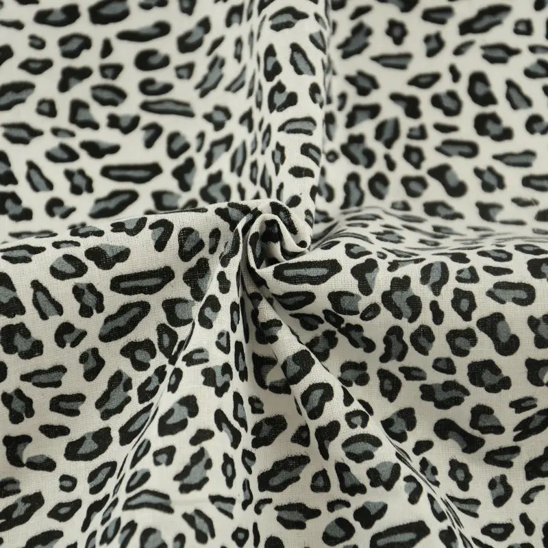 Leopard Printed Black Cotton Fabric Quilting Patchwork Sewing Dolls Toy Home Textile Bedding Tales Tissue Fat Quarter Craft