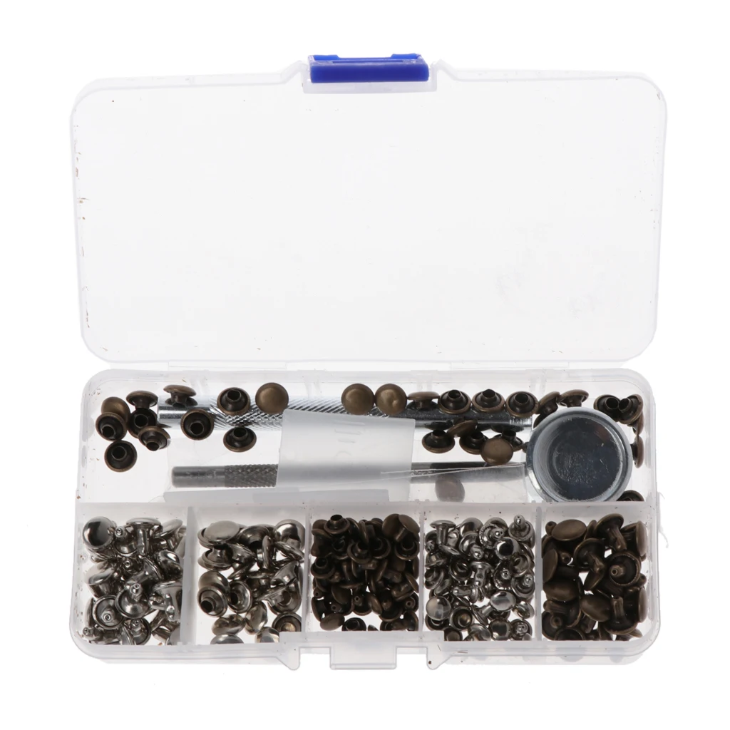 

120 Set Leather Repairing Rivets Snaps Fastener Button Press Studs for DIY Craft