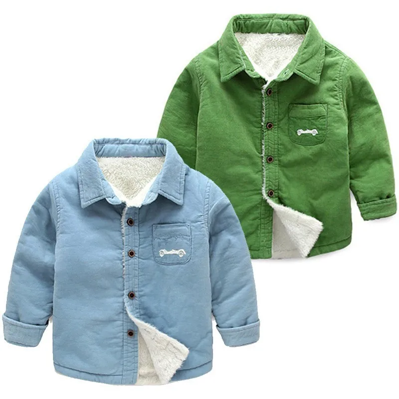 

Boys Shirts Autumn Winter Plus Velvet Solid Color Shirts For Boys Lapel Button Child Clothes Warm Thick Casual Children Clothing