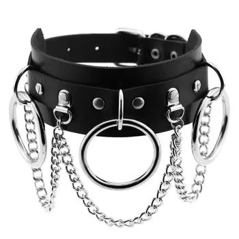 

DIEZI Harajuku O-Round Punk PU Leather Choker Necklace Women Chains Statement Gothic Necklaces Club Party Anime Jewelry