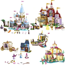 Dream Princess Elsa Ice Castle Princess Anna Figures Model Building Blocks Friends City House Bricks Toys Girls Gift lepin elsa anna ice dream romantic castle 25002 model building blocks cinderella princess castle 25006 city set legoings friends