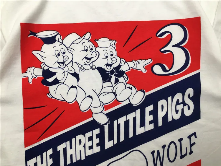 Новинка года, унисекс, футболка с принтом «Big Bad Wolf 3 pigs», футболка в стиле хип-хоп, скейтборд, уличная мода, хлопковые футболки, футболка, топ kenye# K39