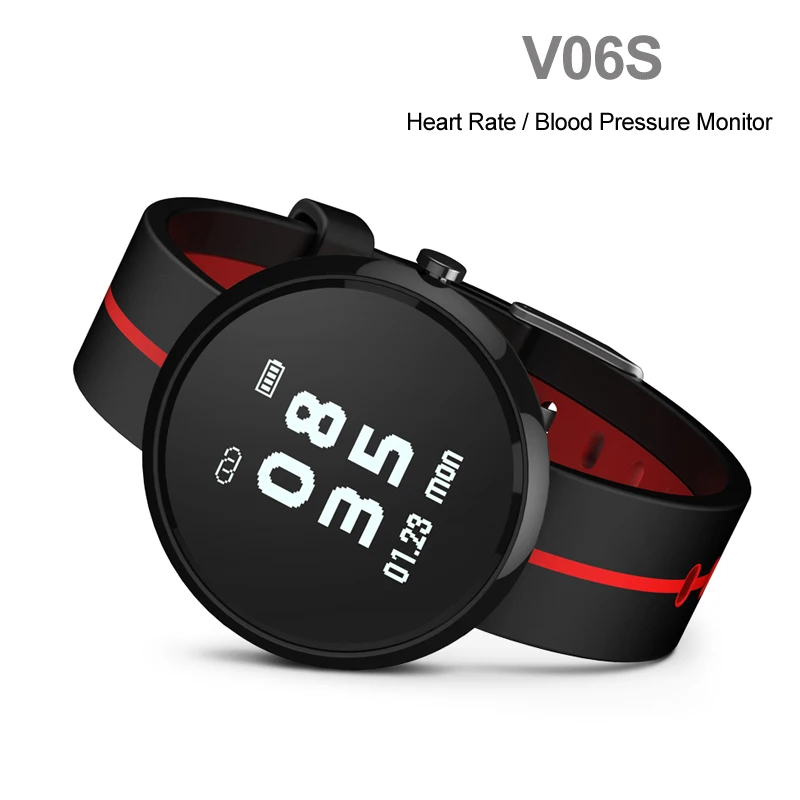 

V06S Sports Smart Band Bracelet Blood Pressure/Heart Rate Monitor Round Display Wristband Fitness Tracker for Women Men Fit Bit