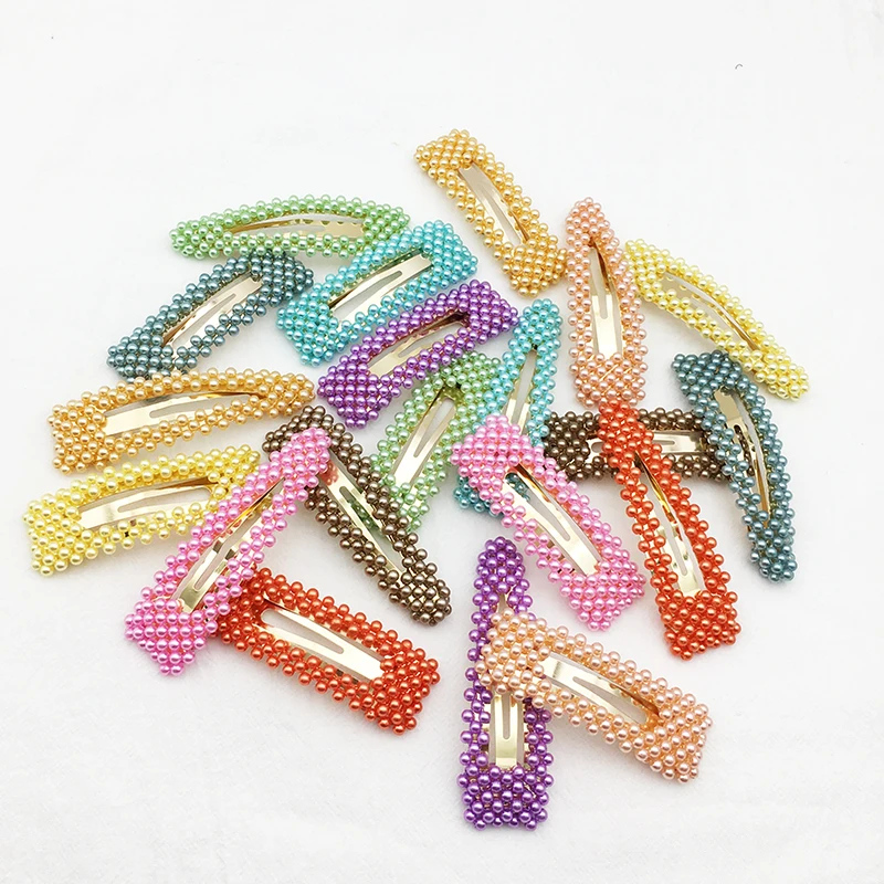

Vintage Women Colorful Simulated Pearls Hair Pins Stick Pink Yellow Blue Side clip Bride Wedding Hair Jewelry Accessories