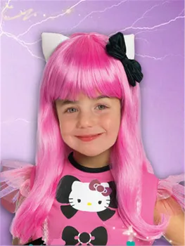 

High Quality Hello Kitty Character Wig Fashional Party Wigs Newest Pink Long Straight Synthetic Wigs on Sale Online 008