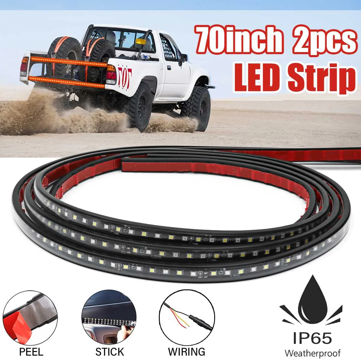 

2X LED Strip Waterproof Car Trunk Sequential Turn Signal Switchback Indicator Reverse Running Fog Lamp Truck Side Brake Lights