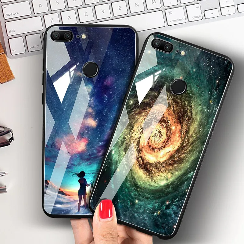 Hisomone Luxury Tempered Glass Case For Huawei Honor 9 Lite 10 Starry Pattern Case For Huawei Mate 10 Lite P20 Lite Pro P Smart