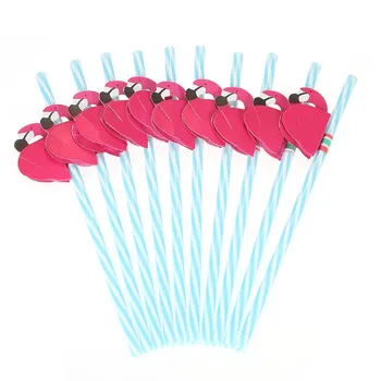 

50pcs/set 3D Flamingo Decorated Reusable Plastic Straws for Birthday Wedding Baby Shower Celebration Pool Party Decorations