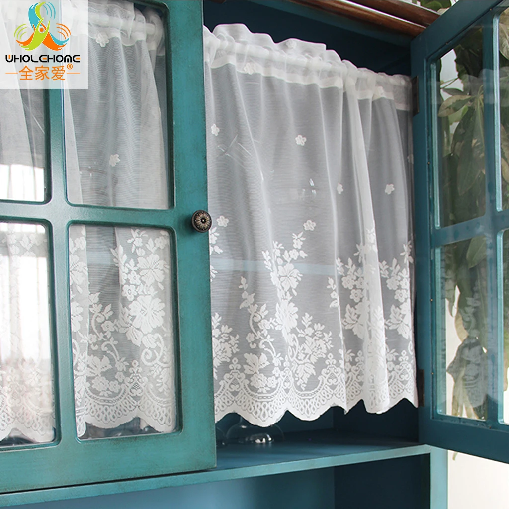 

1 PCS Fashion Cafe Floral Polyester Voile Pastoral Kitchen Curtain Lace Small Cafe Curtain For the Kitchen Home Decoration
