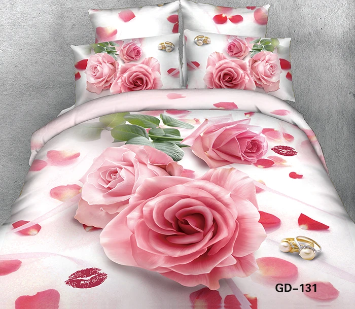 3d Lips Pink Rose Bedding Set Super King Size Queen 100 Cotton Bed Sheets Fitted Duvet Cover Quilt Double Bedspreads Pearl 7pcs Duvet Cover Quilt Bedding Set Super Kingrose Bedding Set Aliexpress