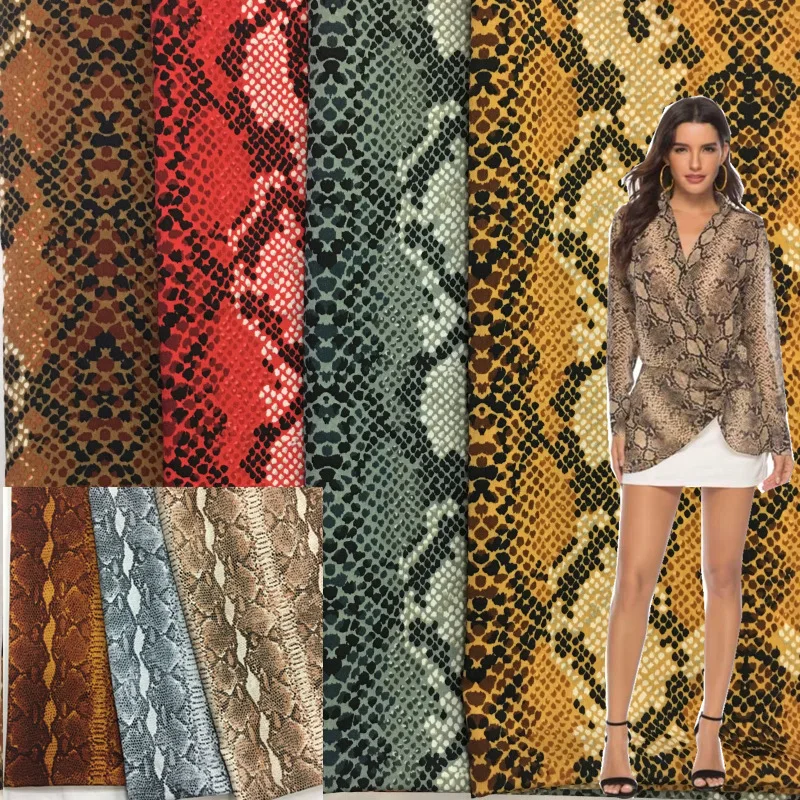 

150cm new snake pattern stretch wrinkle print fabric spring and summer stretch print shirt dress ethnic fabrics cheap fabrics