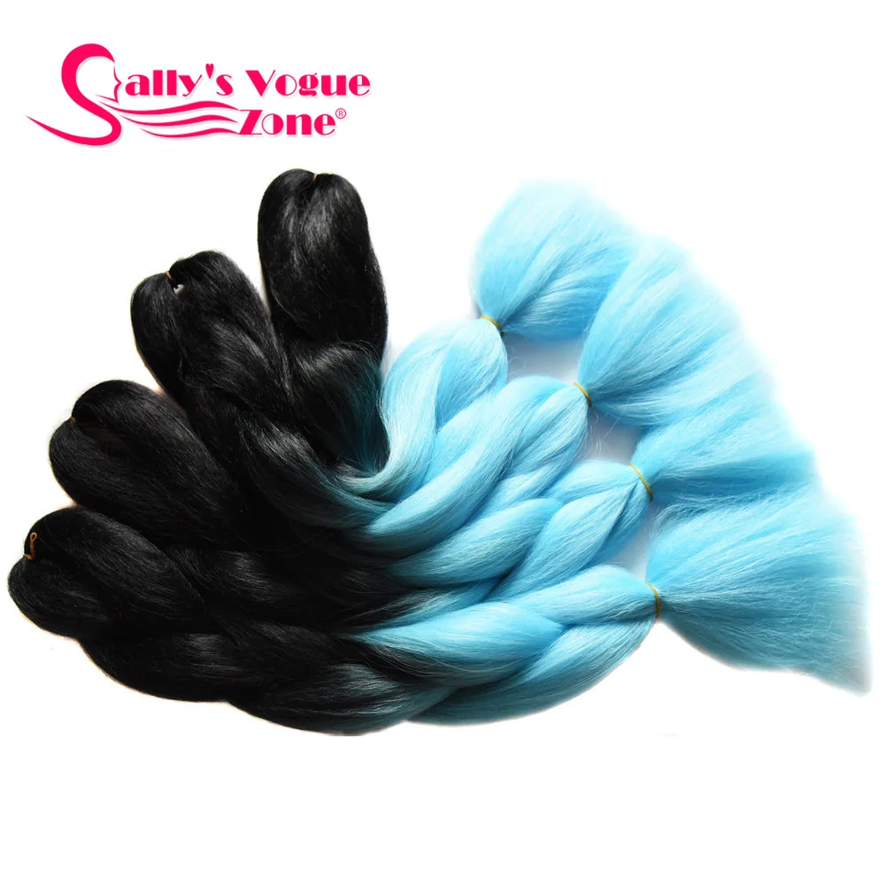 Sallyhair, Омбре, синтетические плетеные волосы, мятный зеленый цвет, Sallyhair, 24 дюйма, огромные косички, высокотемпературное волокно для наращивания волос - Цвет: T1B/27