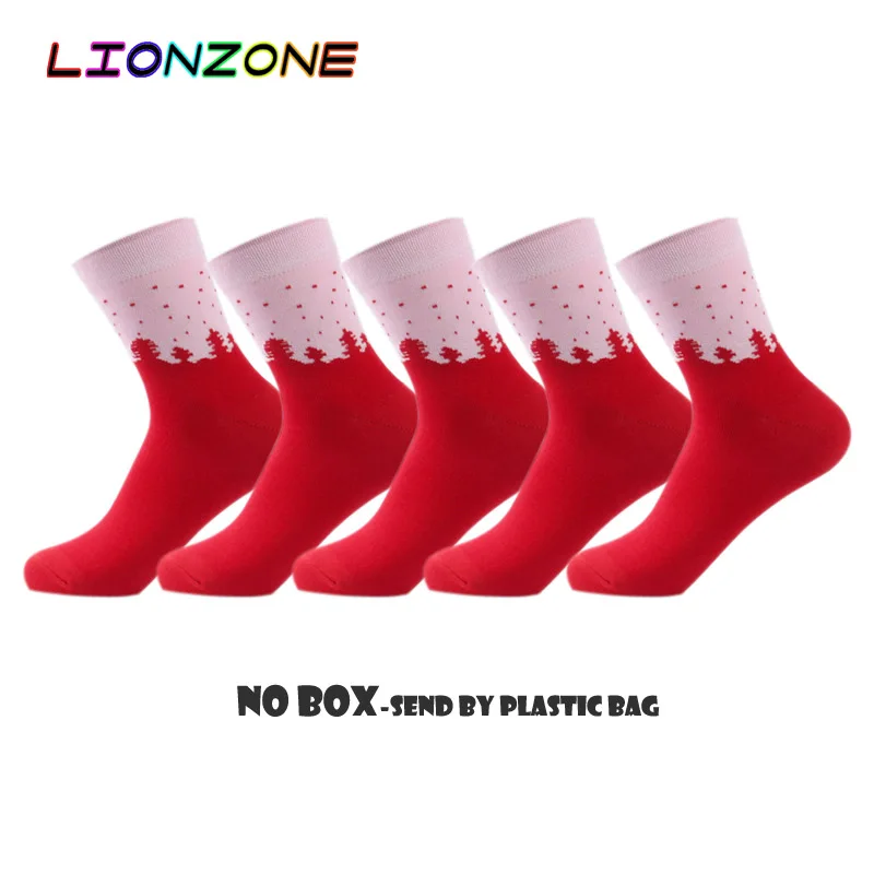 LIONZONE, 5 пар/лот, цветные женские носки с изображением леса, фэнтези, повседневные женские носки, лучшее качество, бамбуковые носки, дышащие - Цвет: Red