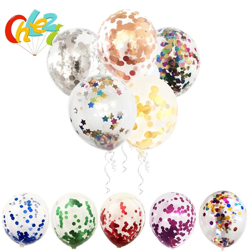 

Confetti Balloons 5 Pcs 12 Inch Transparent Latex Balloon Gold Silver Confetti for Wedding Party Birthday Decorations Clear Ball