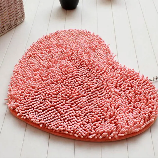 Red Love Heart shaped Carpet Bathroom Water Absorption Mat Bedroom Rug