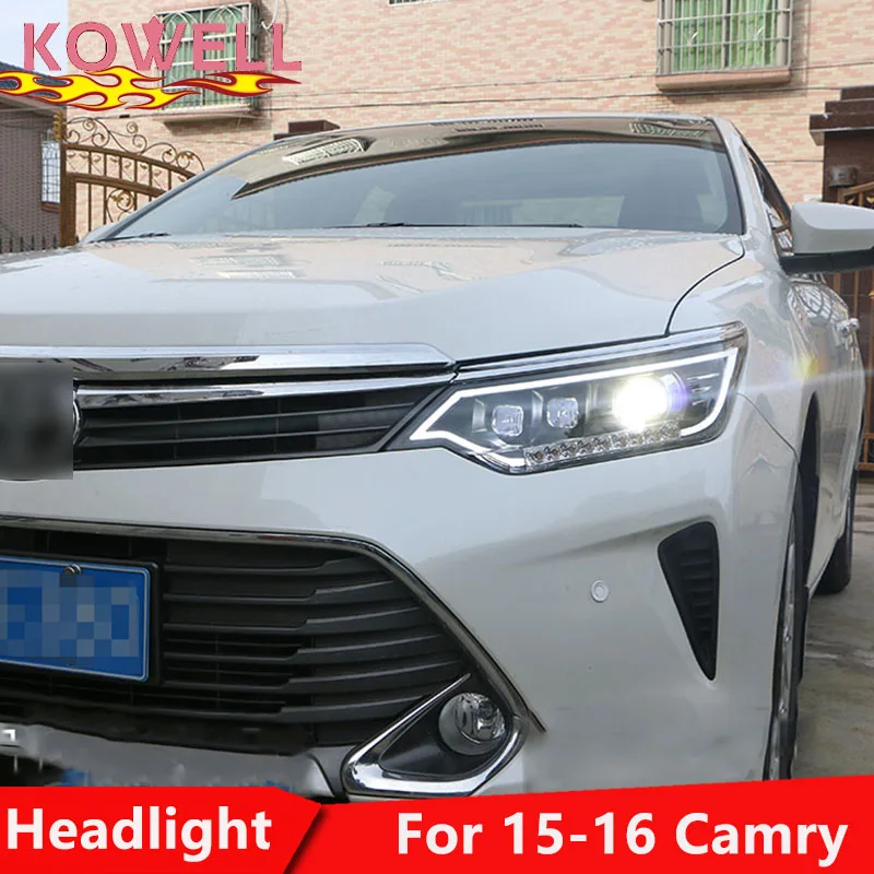 KOWELL автомобильный Стайлинг для Toyota Camry фары- Camry V55 светодиодный фары DRL Биксеноновые линзы Высокий Низкий луч парковка туман