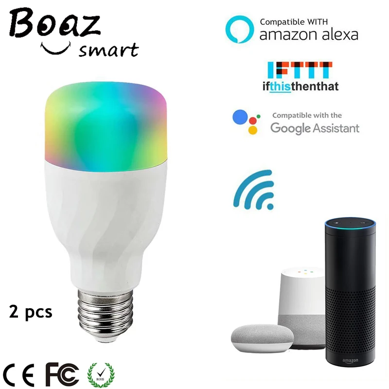 

Boaz English Version Smart Wifi LED Bulb Colorful Remote RGBW Wifi Light Lamp Voice Alexa Echo Google Home IFTTT Tuya Smart
