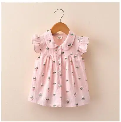 Детская одежда г. Новая летняя детская рубашка рубашки для девочек с короткими рукавами и цветочным рисунком Детский кардиган, рубашка - Цвет: Pink flower