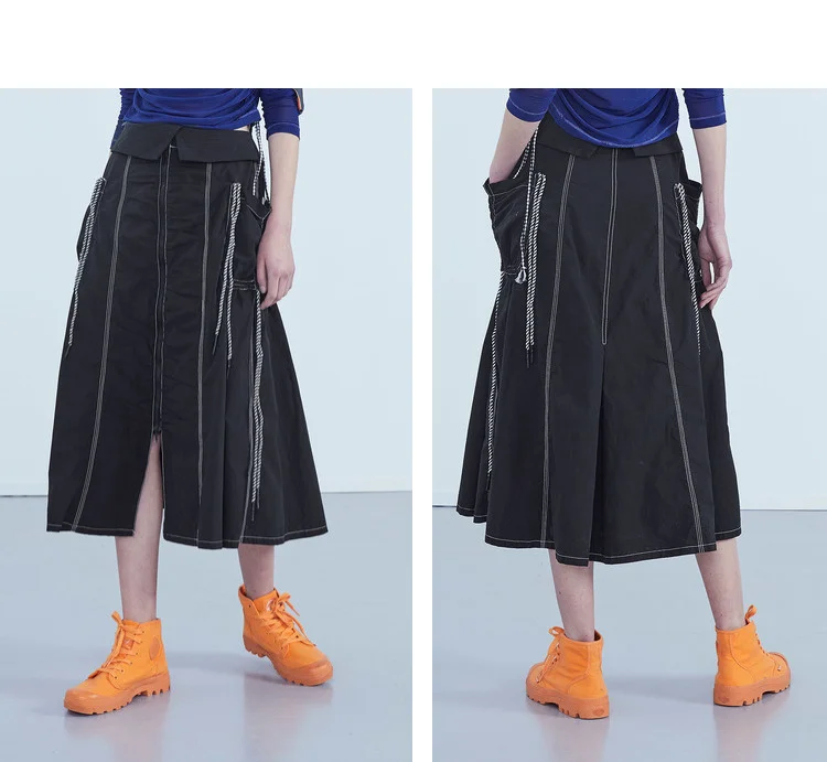 IRINAY198 2019 коллекция ss drawstring дизайн линия Высокая талия длинная юбка для женщин