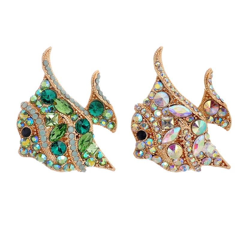 Nwe Arrive Popular cute little Crystal fish brooches animals hight quality brooch rhinestone brooches for women wedding