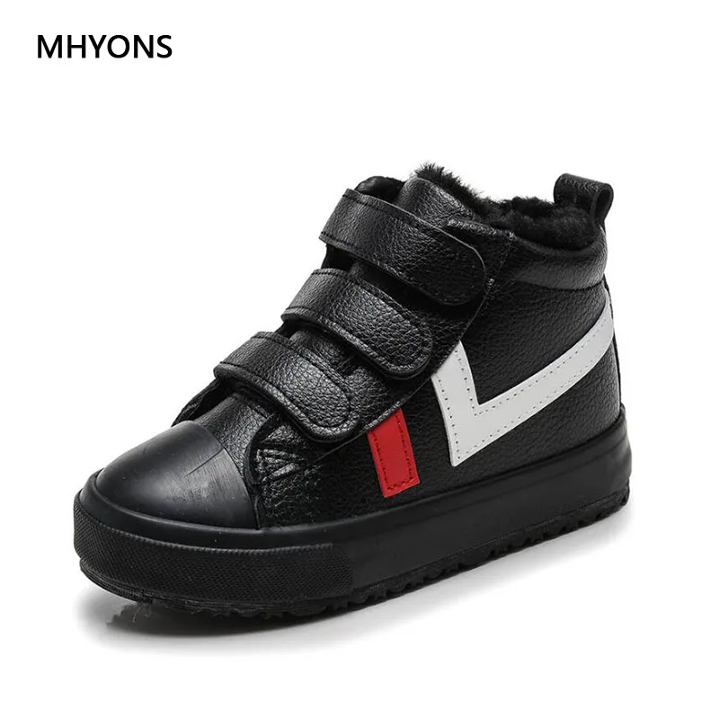 MHYONS/Новинка 2018 года детские ботинки Зимние Модные теплые для девочек и мальчиков
