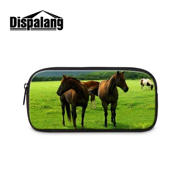 

Horse Print Children Pencil Bags Portable Women Makeup Cosmetic Bags Animal Stationary Kids Pen Case Office School Supplies