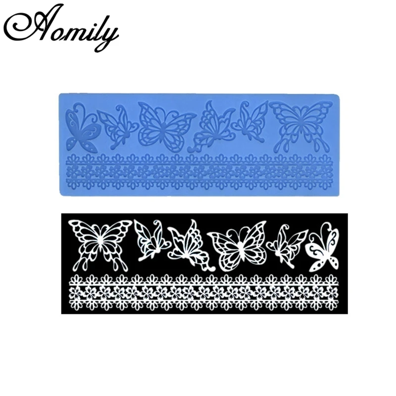 

Aomily Butterflies Lace Silicone Mat Pad Lace Cake Fondant Mold Butterfly Mousse Cake Kitchen DIY Baking Decorating Bakeware