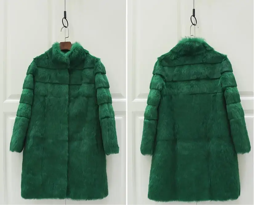 Новинка, женское длинное пальто из натурального кроличьего меха, зимняя верхняя одежда, wsr343