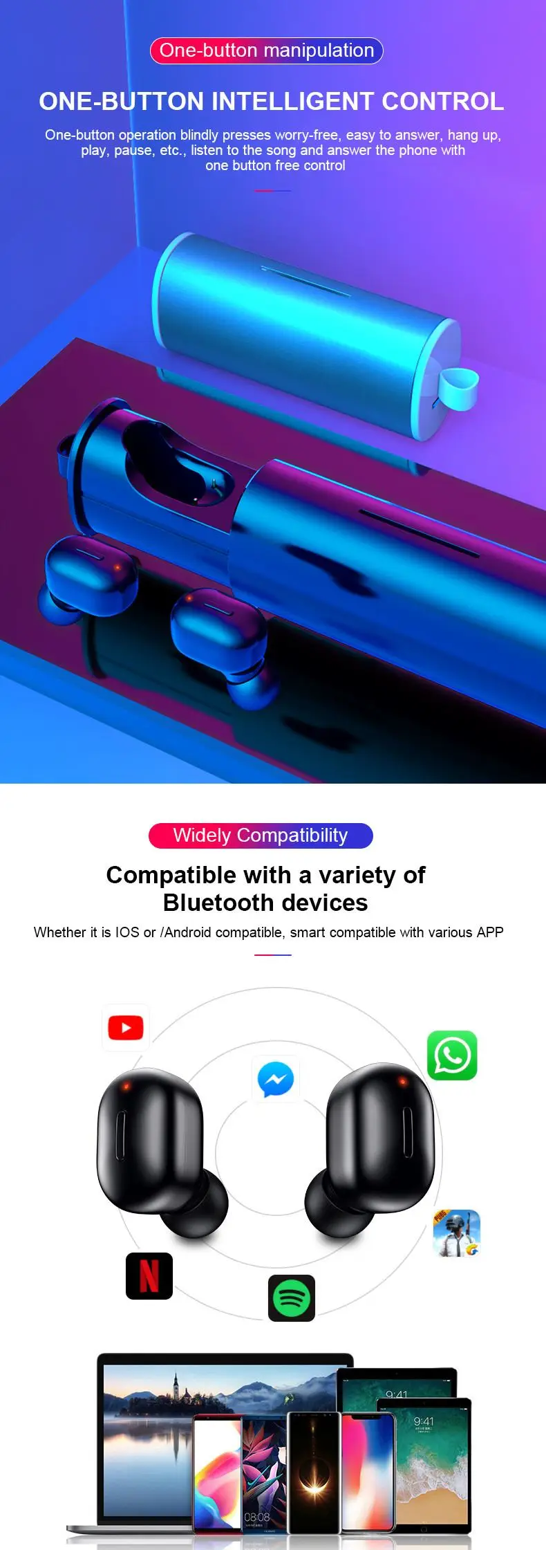 LEORY M8S мини наушники-вкладыши TWS с двойной bluetooth V5.0 наушники глубокий бас стерео Hi-Fi Беспроводные наушники с микрофоном для Iphone Xiaomi