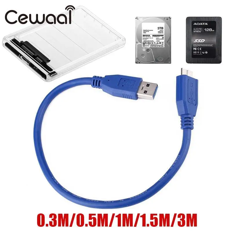 

0.3m 0.5m 1m 1.5m USB 3.0 A To Micro B Cable External Hard Drive Disk Wire Adapter High Speed Hard Drive Cable