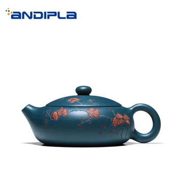 

180ml Authentic Yixing Purple Clay Teapot Natural Raw Ore Plum Flower Pattern Tian Xi Shi Pot Kung Fu Tea Set Green Tea Kettles